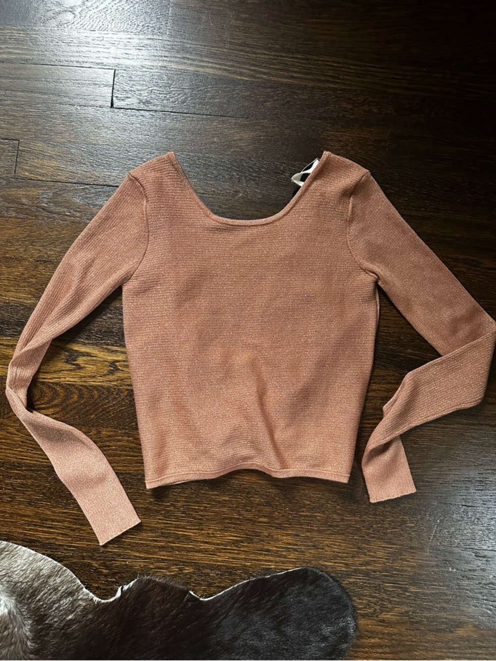 Forte Forte Metallic Knit Open Back Long Sleeve Sweater Top New